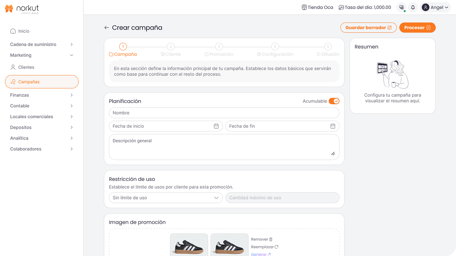 Dashboard configuración